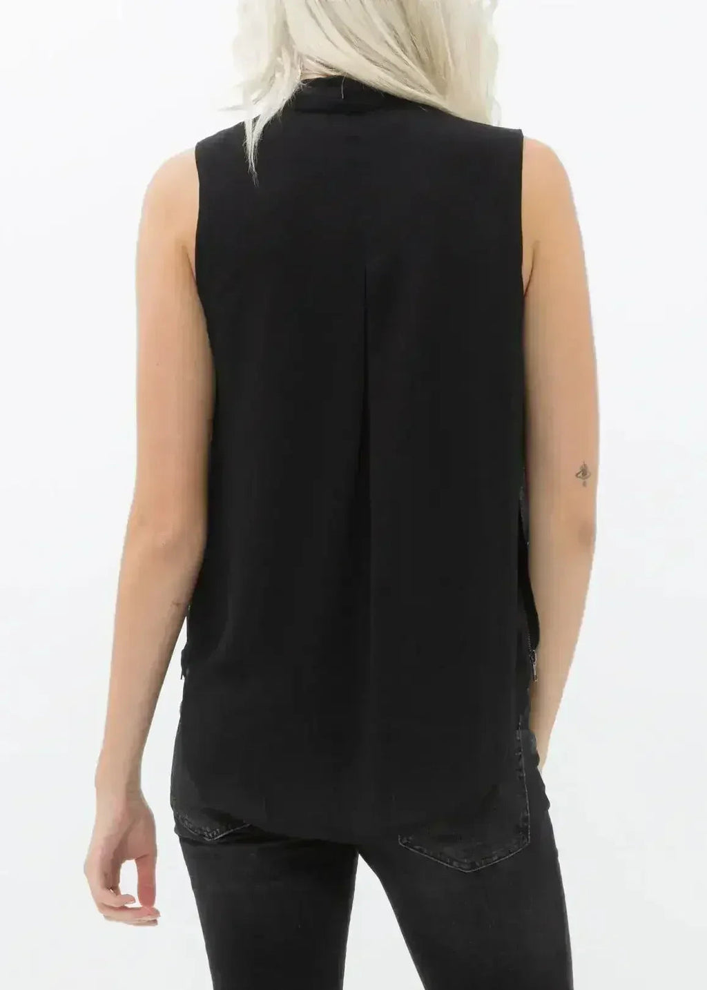 Women's Surplice Sleeveless Blouse In Black | Femstylo - SJB-DIAMOND ELITES