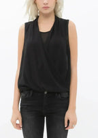 Women's Surplice Sleeveless Blouse In Black | Femstylo - SJB-DIAMOND ELITES
