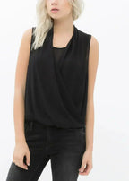 Women's Surplice Sleeveless Blouse In Black | Femstylo - SJB-DIAMOND ELITES