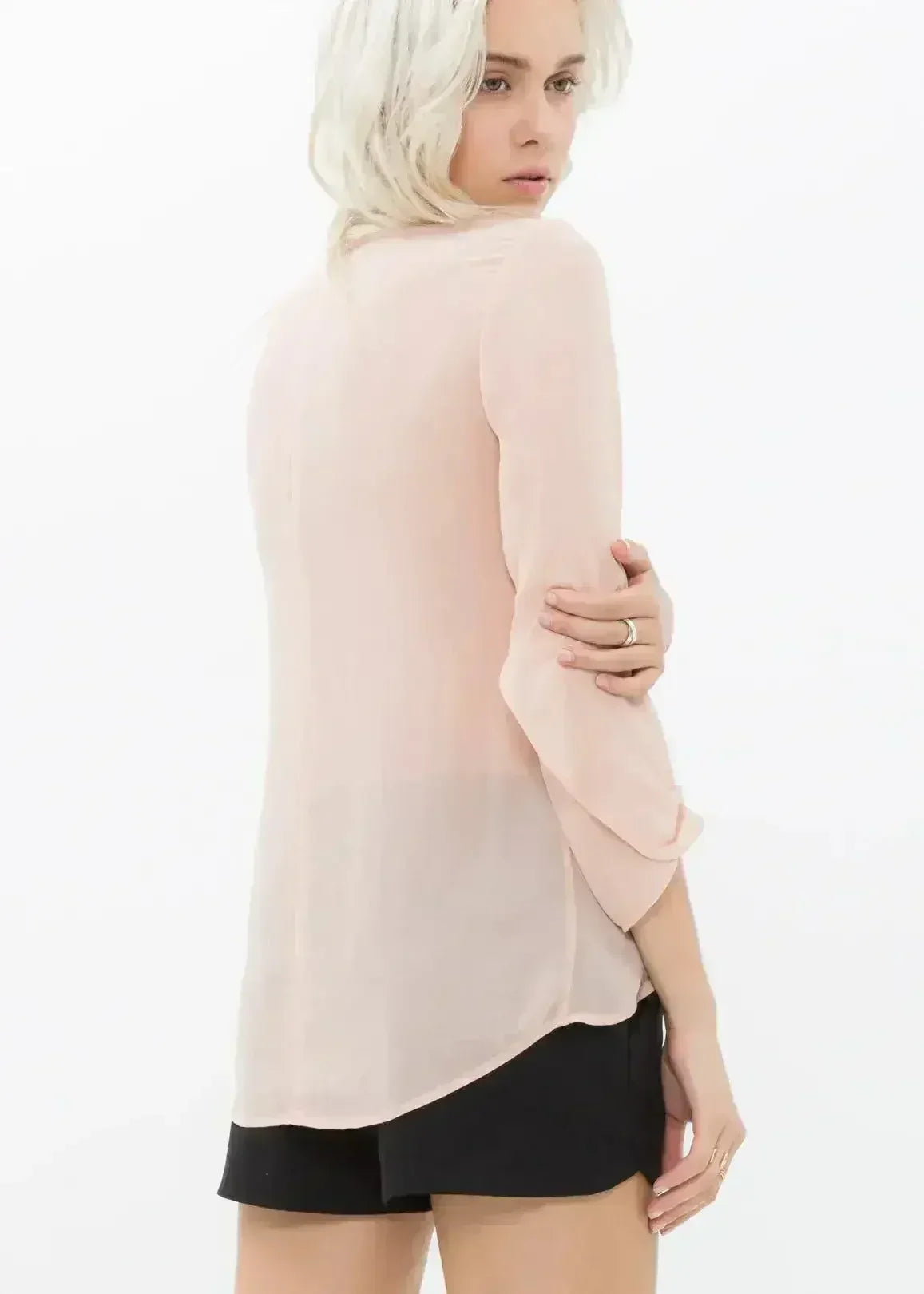 Blush & Cream Cross Hem Blouse For Women | Femstylo - SJB-DIAMOND ELITES