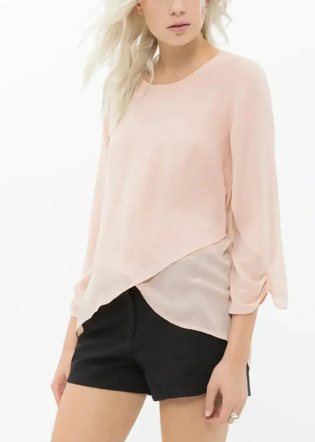 Blush & Cream Cross Hem Blouse For Women | Femstylo - SJB-DIAMOND ELITES
