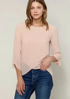 Blush & Cream Cross Hem Blouse For Women | Femstylo - SJB-DIAMOND ELITES