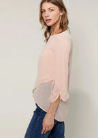 Blush & Cream Cross Hem Blouse For Women | Femstylo - SJB-DIAMOND ELITES
