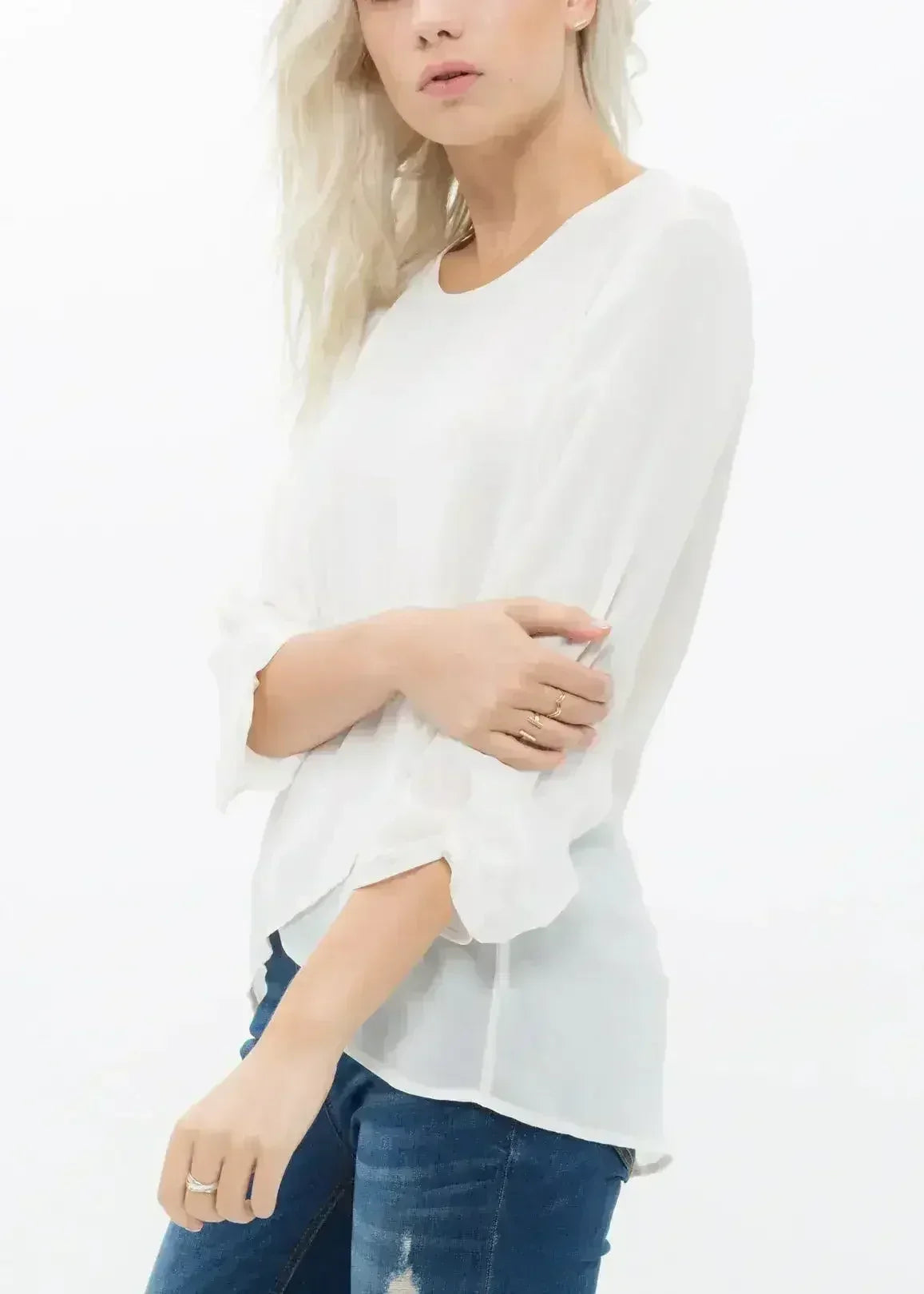 Blush & Cream Cross Hem Blouse For Women | Femstylo - SJB-DIAMOND ELITES