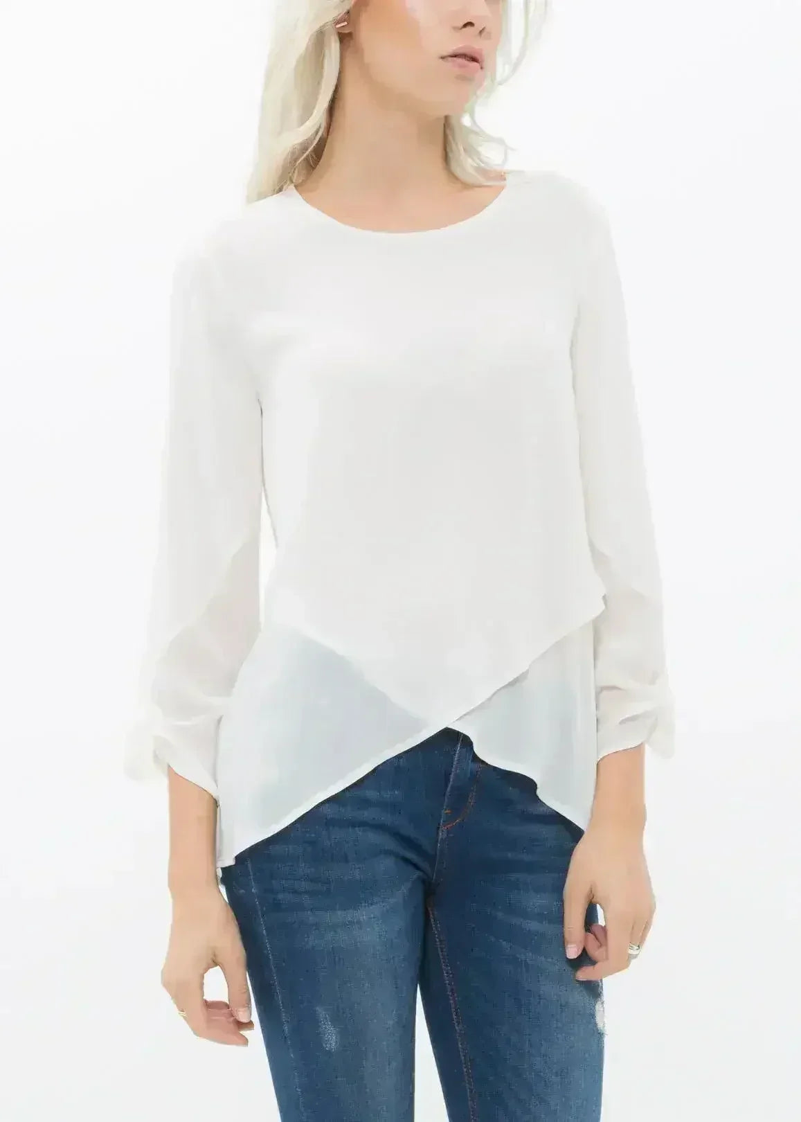 Blush & Cream Cross Hem Blouse For Women | Femstylo - SJB-DIAMOND ELITES