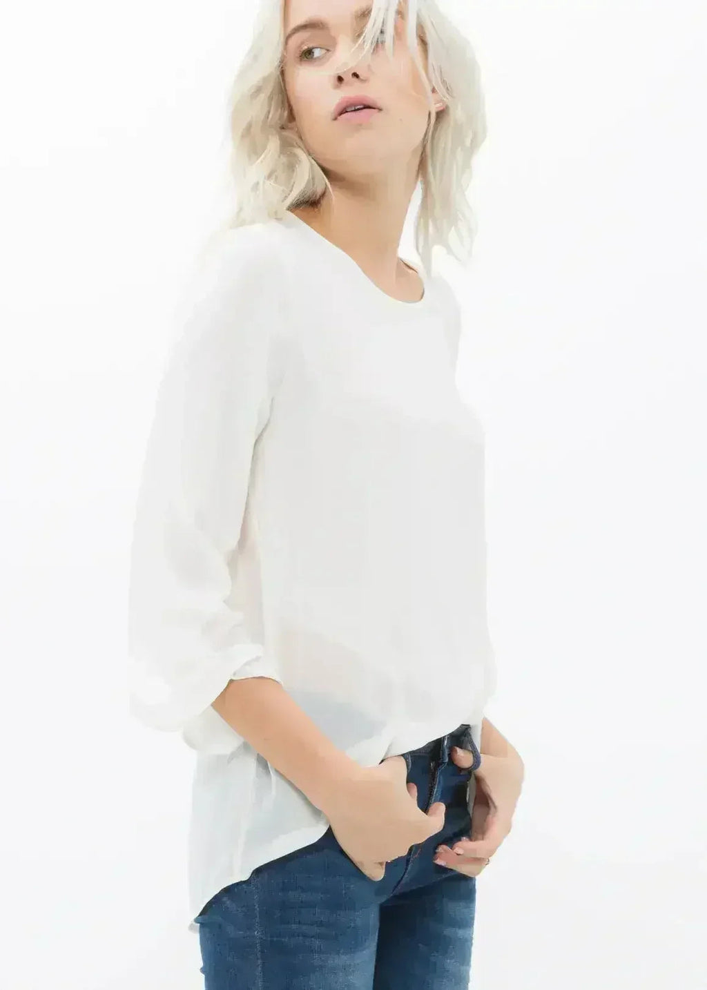 Blush & Cream Cross Hem Blouse For Women | Femstylo - SJB-DIAMOND ELITES