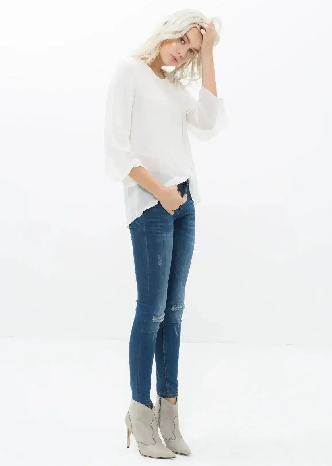 Blush & Cream Cross Hem Blouse For Women | Femstylo - SJB-DIAMOND ELITES