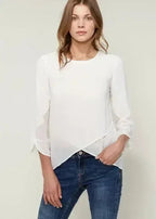 Blush & Cream Cross Hem Blouse For Women | Femstylo - SJB-DIAMOND ELITES