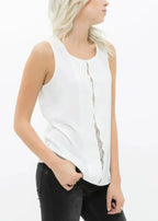 Women's Sleeveless Round Neck Lace Detail Top - SJB-DIAMOND ELITES