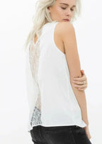 Women's Sleeveless Round Neck Lace Detail Top - SJB-DIAMOND ELITES