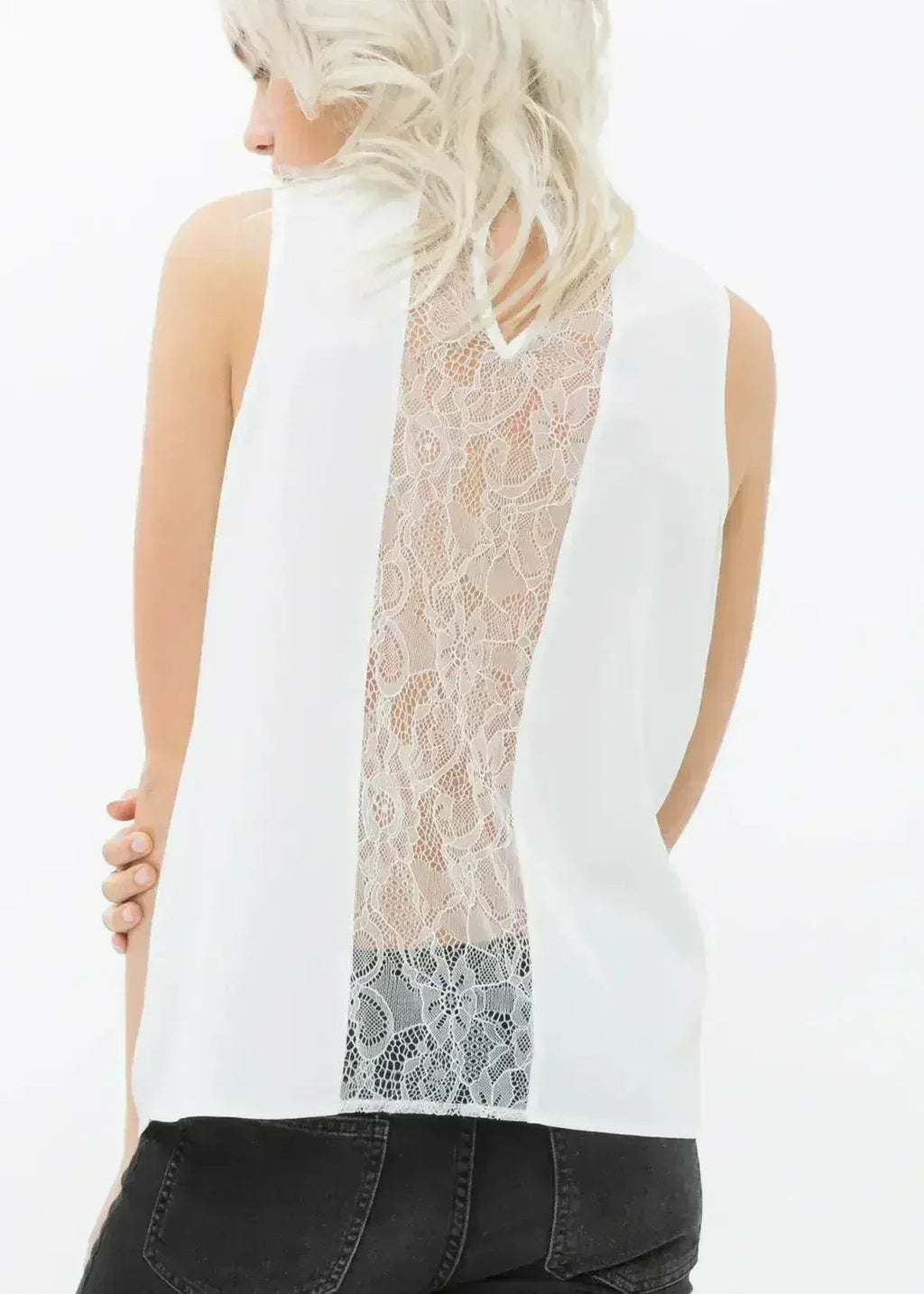 Women's Sleeveless Round Neck Lace Detail Top - SJB-DIAMOND ELITES