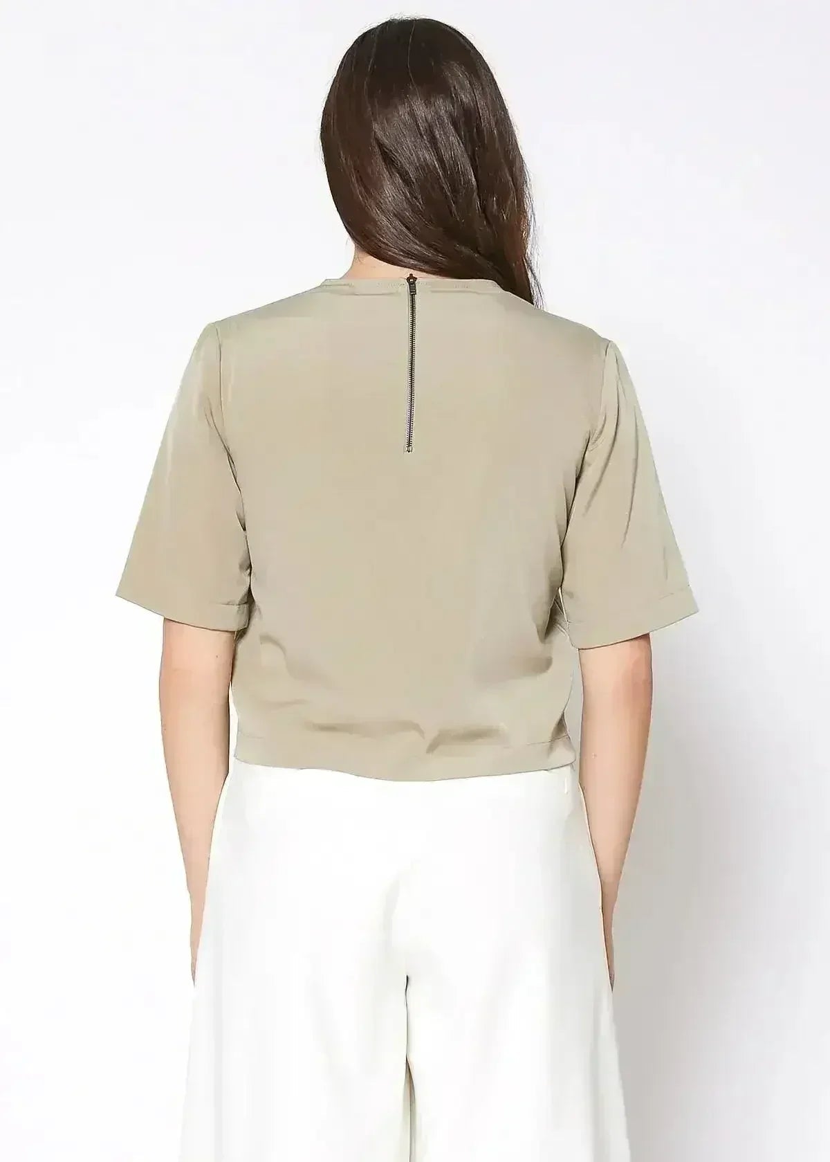 Embossed Short Sleeve Crop Top - Women's Minimalist Style - SJB-DIAMOND ELITES