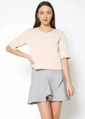 Embossed Short Sleeve Crop Top - Women's Minimalist Style - SJB-DIAMOND ELITES