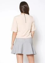 Embossed Short Sleeve Crop Top - Women's Minimalist Style - SJB-DIAMOND ELITES