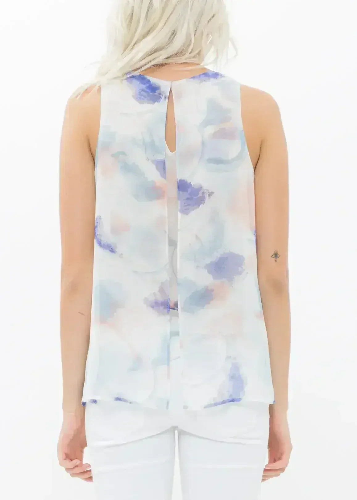 Women's Sleeveless Slit Blouse In Water Color | Femstylo - SJB-DIAMOND ELITES