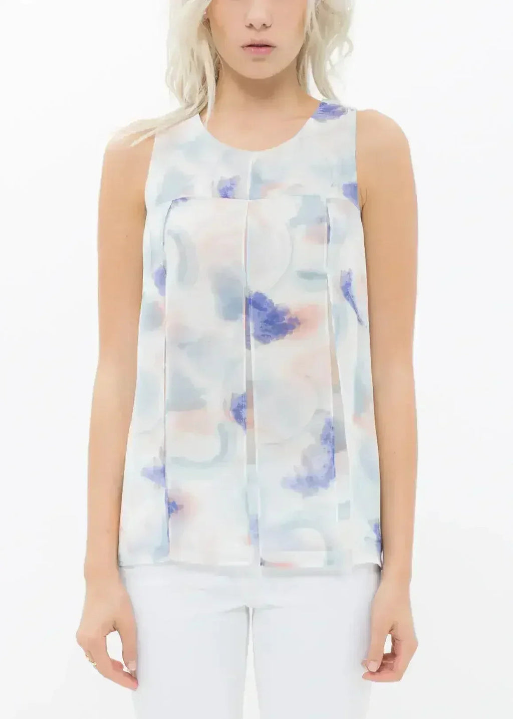 Women's Sleeveless Slit Blouse In Water Color | Femstylo - SJB-DIAMOND ELITES