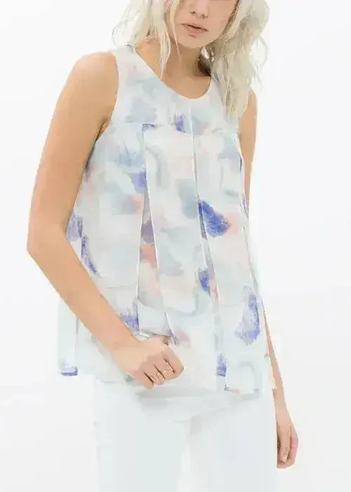Women's Sleeveless Slit Blouse In Water Color | Femstylo - SJB-DIAMOND ELITES