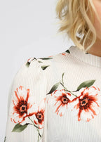 Women's Rust Flower Mockneck Smocked Sleeve Blouse | Femstylo - SJB-DIAMOND ELITES