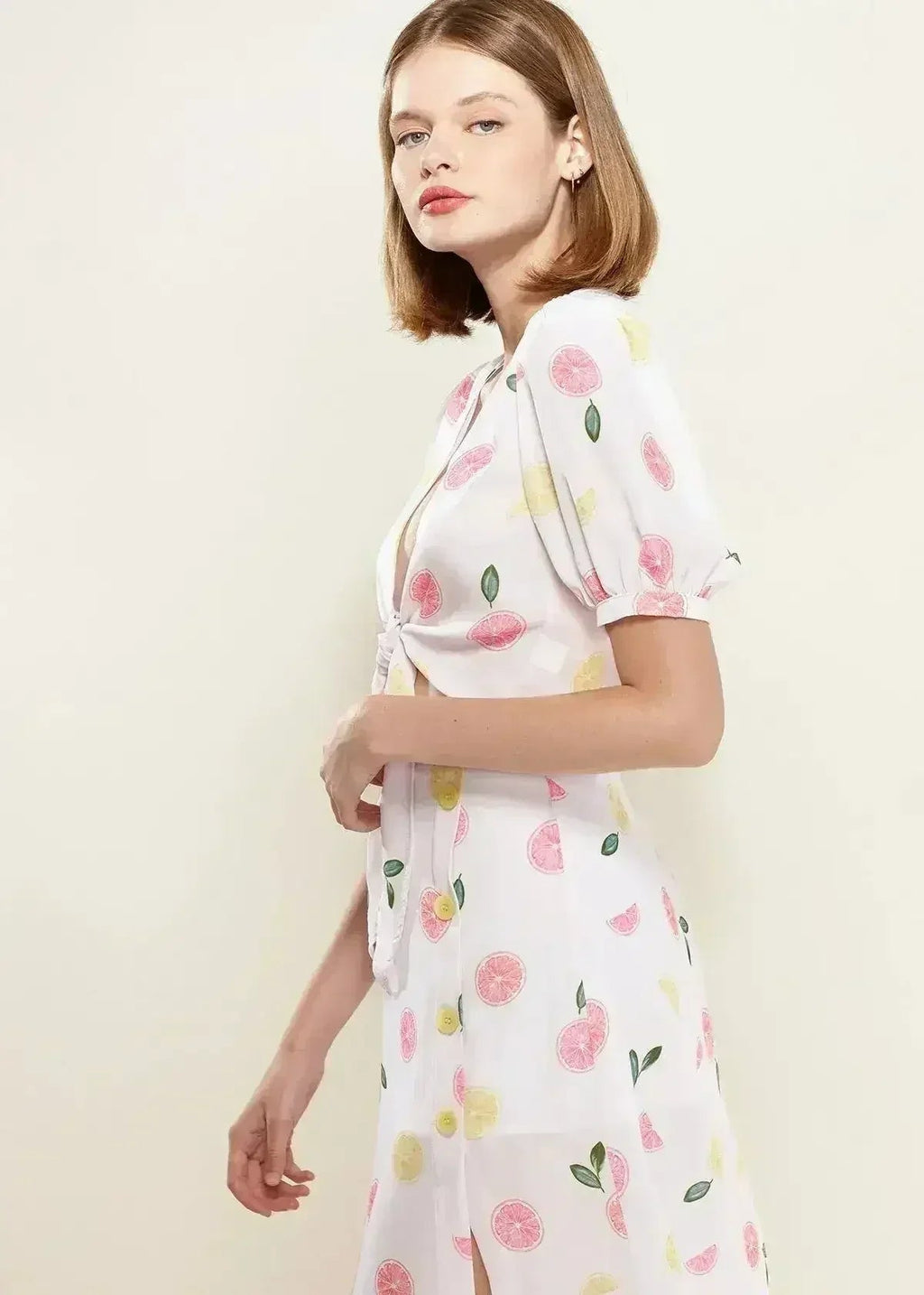 Fruit Punch Tie Hem Open Front Blouse in Fruit Punch | Femstylo - SJB-DIAMOND ELITES
