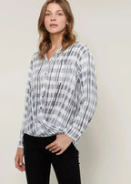 Printed Wrap Hem Checked Blouse | Femstylo - SJB-DIAMOND ELITES
