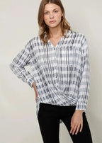 Printed Wrap Hem Checked Blouse | Femstylo - SJB-DIAMOND ELITES
