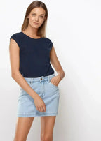 Women's Crewneck Essential Top In Midnight Pool - SJB-DIAMOND ELITES