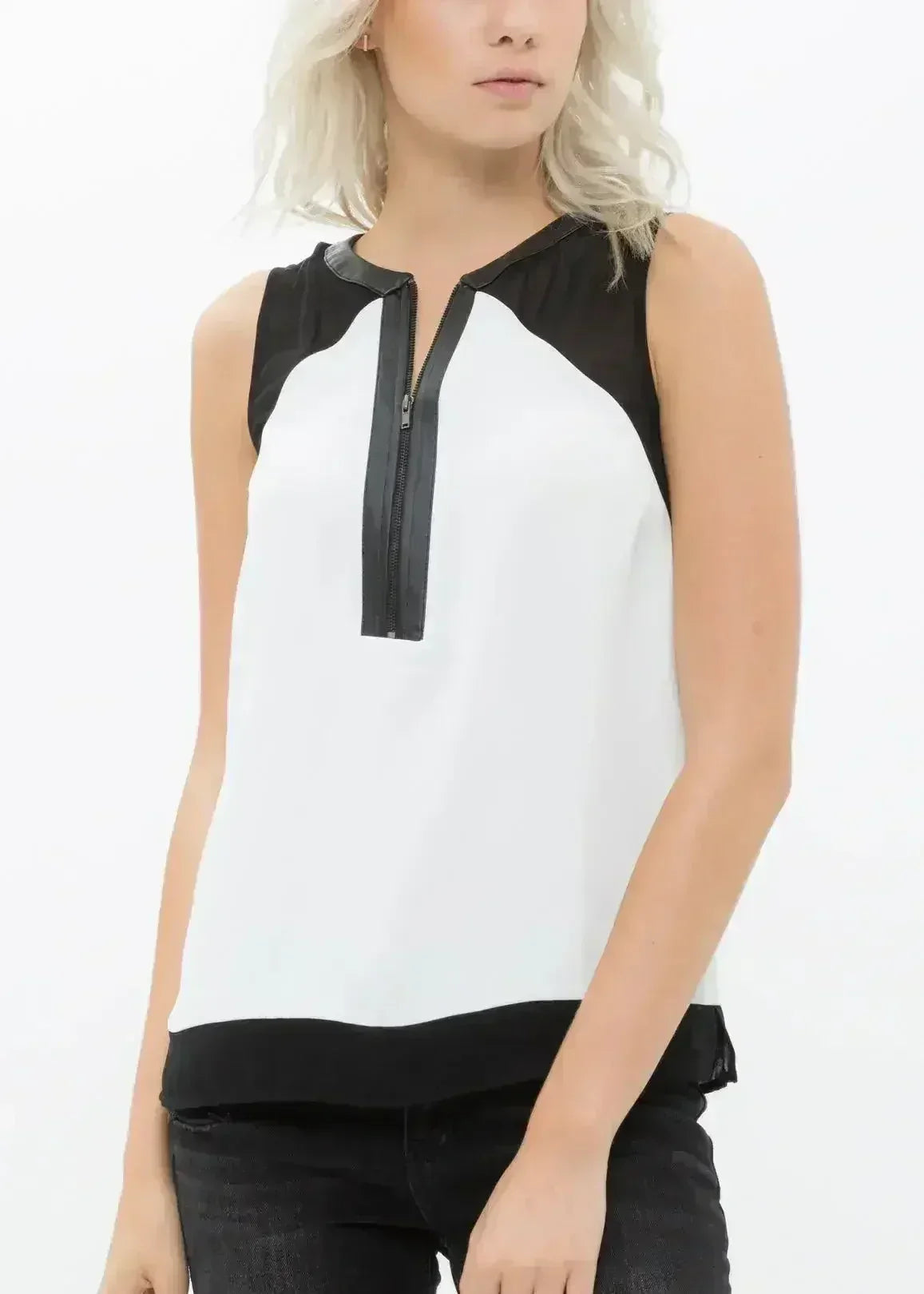 Women's Sleeveless Cut Block Zip Top - SJB-DIAMOND ELITES