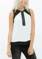 Women's Sleeveless Cut Block Zip Top - SJB-DIAMOND ELITES