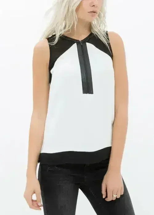 Women's Sleeveless Cut Block Zip Top - SJB-DIAMOND ELITES