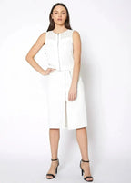 Women's Zip Up Slit Hem Midi Skirt