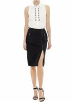 Women's Zip Up Slit Hem Midi Skirt