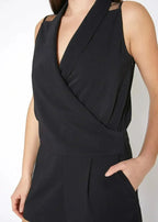V-Neck Sleeveless Romper In Black