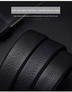 Men's Cowhide Leather Belt with Automatic Buckle