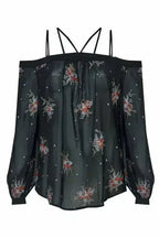 Off Shoulder Embroidery Print Blouse in Black | Femstylo - SJB-DIAMOND ELITES