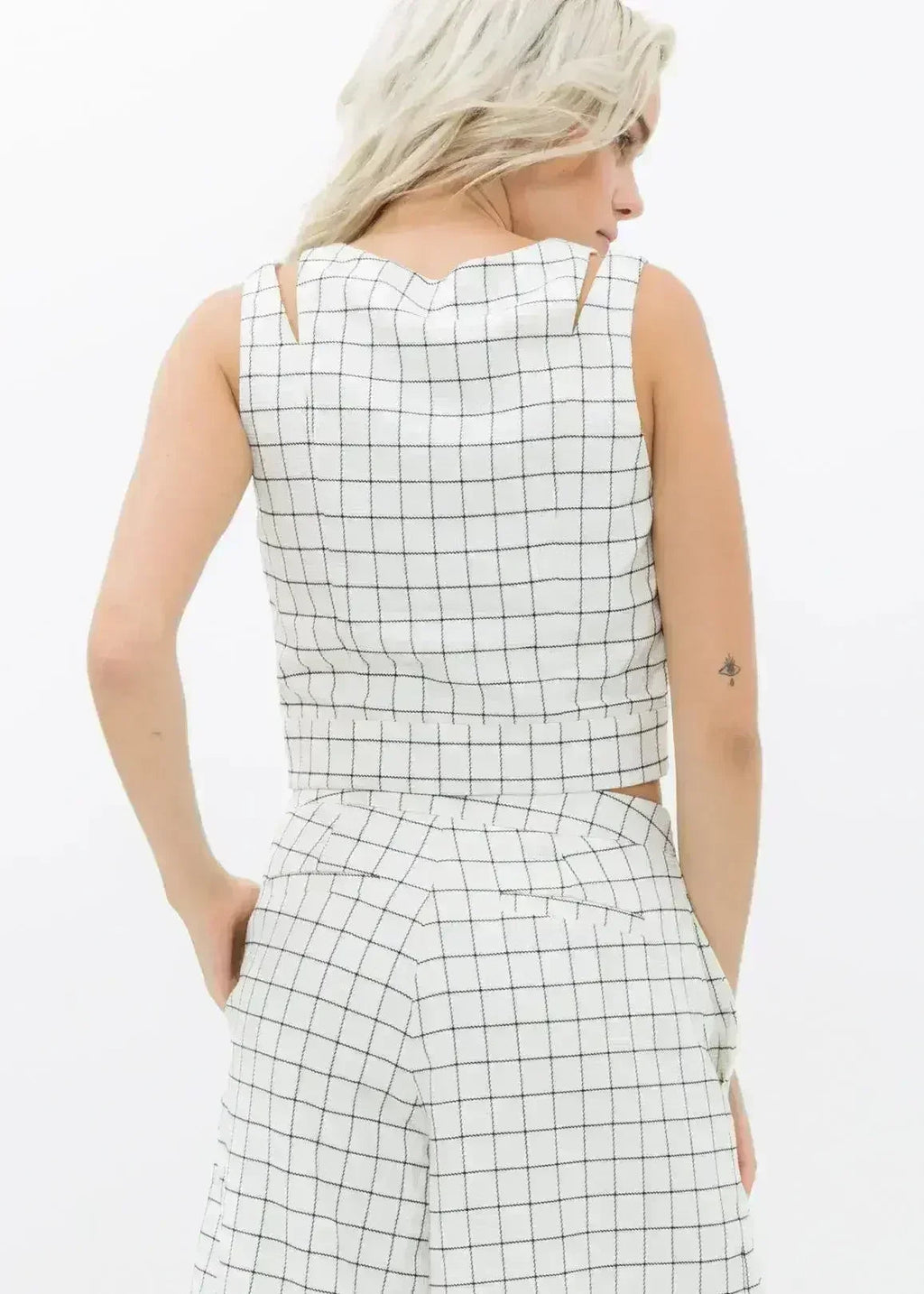Women's Sleeveless Slit Blouse In Jaquard | Femstylo - SJB-DIAMOND ELITES