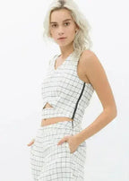 Women's Sleeveless Slit Blouse In Jaquard | Femstylo - SJB-DIAMOND ELITES