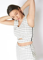 Women's Sleeveless Slit Blouse In Jaquard | Femstylo - SJB-DIAMOND ELITES