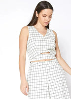Women's Sleeveless Slit Blouse In Jaquard | Femstylo - SJB-DIAMOND ELITES