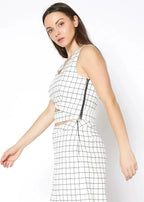 Women's Sleeveless Slit Blouse In Jaquard | Femstylo - SJB-DIAMOND ELITES