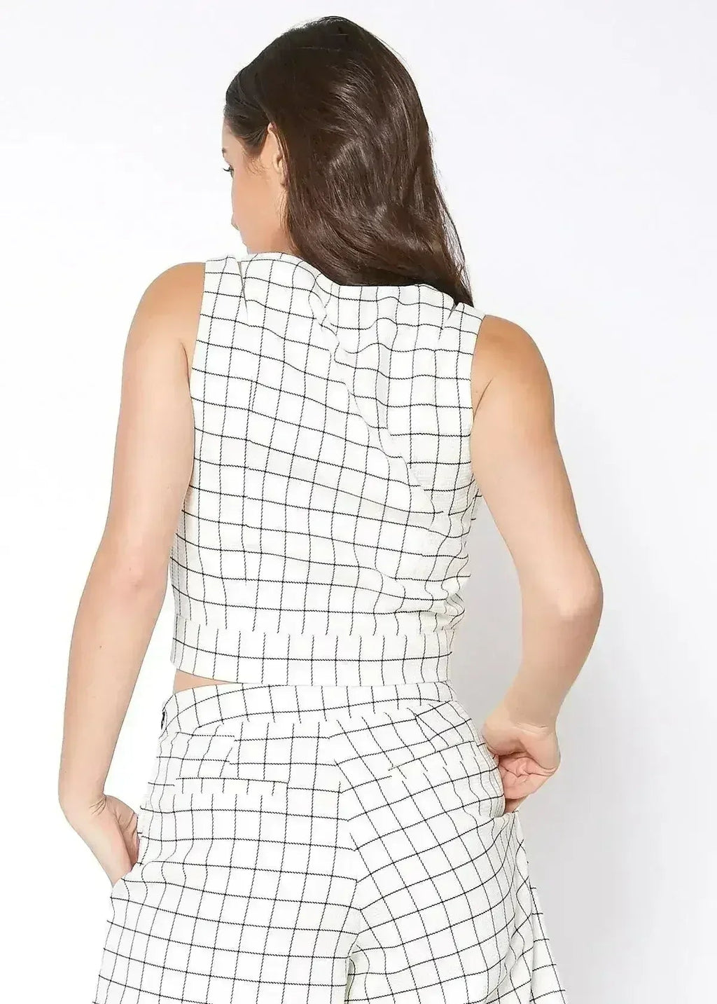 Women's Sleeveless Slit Blouse In Jaquard | Femstylo - SJB-DIAMOND ELITES