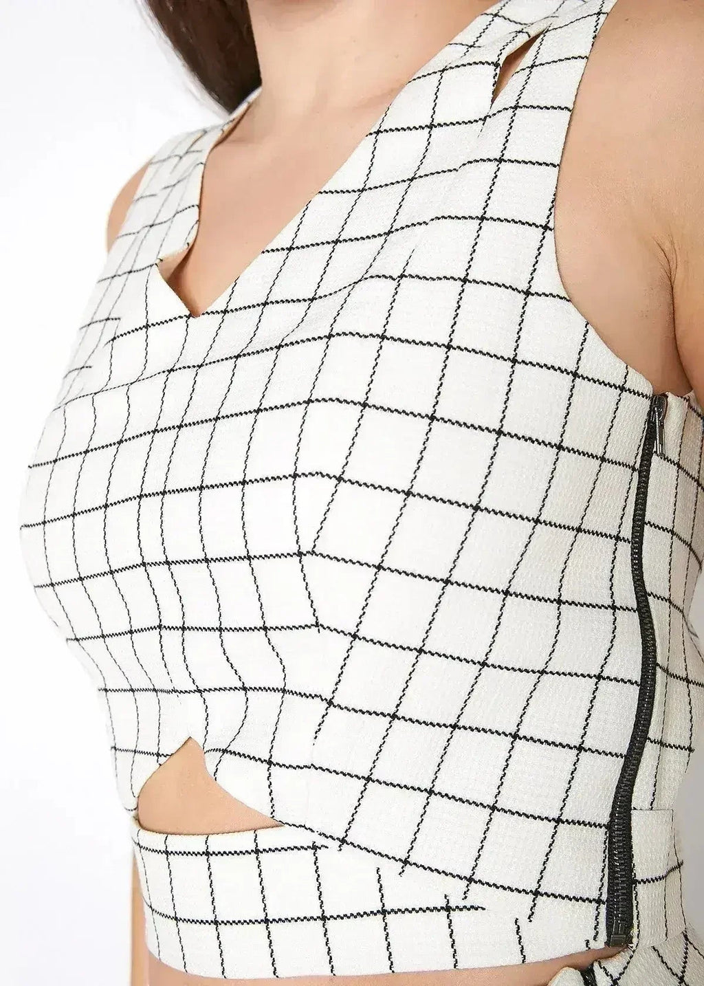 Women's Sleeveless Slit Blouse In Jaquard | Femstylo - SJB-DIAMOND ELITES