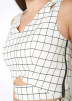 Women's Sleeveless Slit Blouse In Jaquard | Femstylo - SJB-DIAMOND ELITES