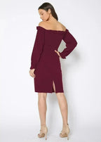 Women's Off Shoulder Bodycon Dress In Red