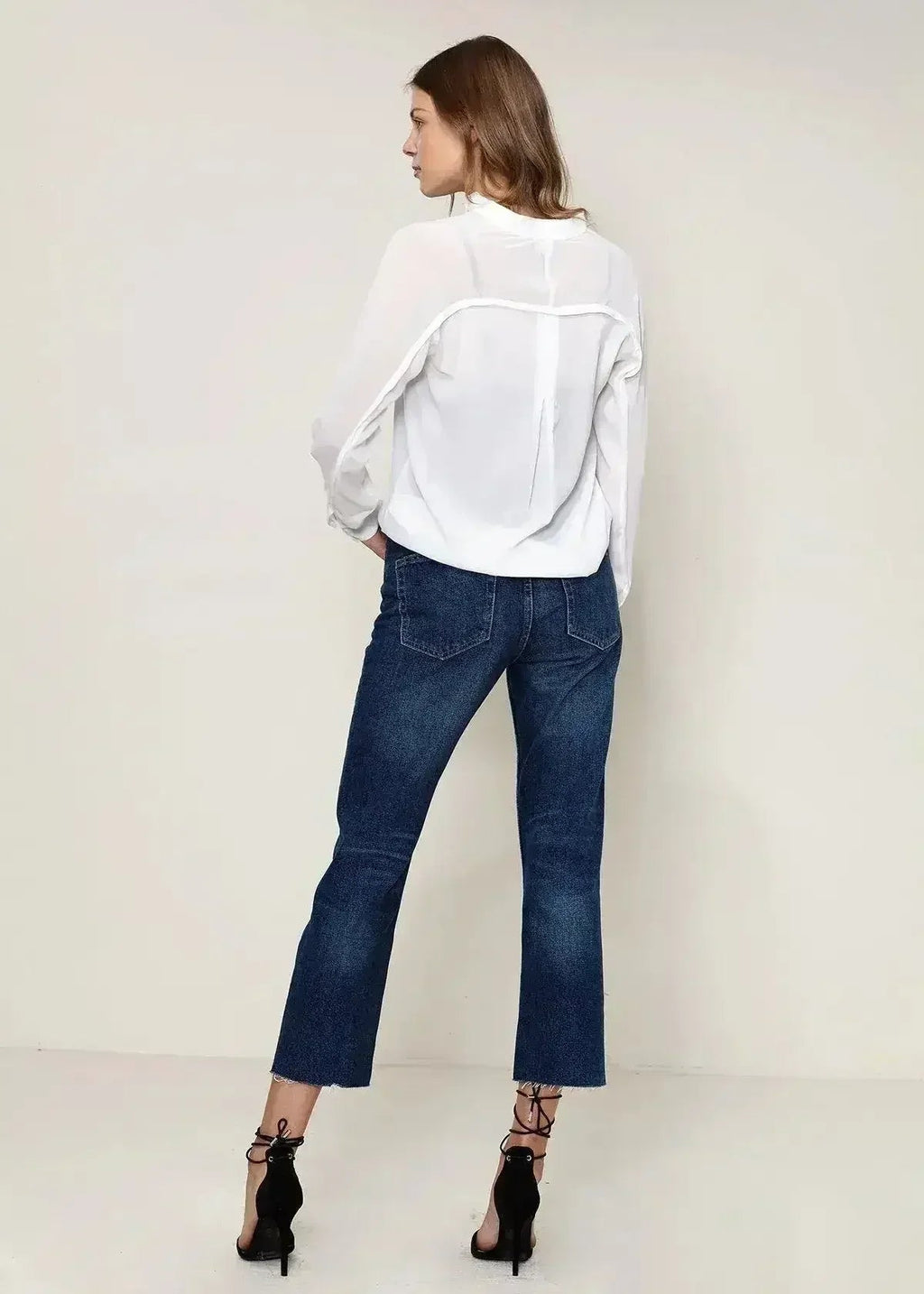 Women's Mandarin Collar Shirt Blouse In Ivory | Femstylo - SJB-DIAMOND ELITES