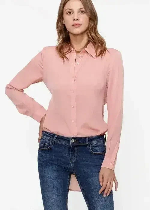 Women's Belted Hi-lo Blouse In Peach Apricot | Femstylo - SJB-DIAMOND ELITES