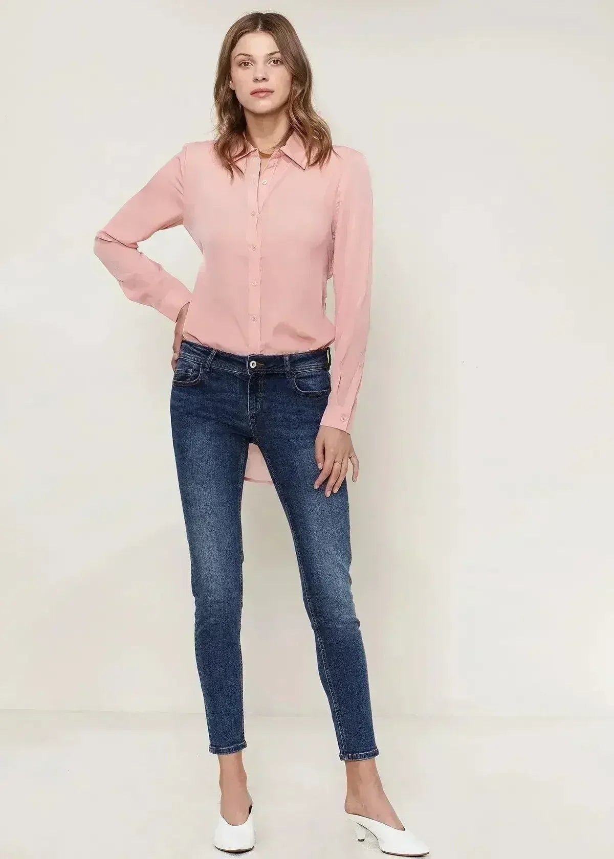 Women's Belted Hi-lo Blouse In Peach Apricot | Femstylo - SJB-DIAMOND ELITES