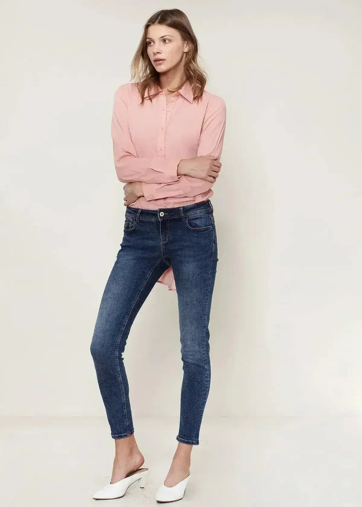 Women's Belted Hi-lo Blouse In Peach Apricot | Femstylo - SJB-DIAMOND ELITES