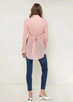 Women's Belted Hi-lo Blouse In Peach Apricot | Femstylo - SJB-DIAMOND ELITES