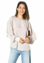 Long Open Sleeve Blouse in Pink Chiffon | Femstylo - SJB-DIAMOND ELITES