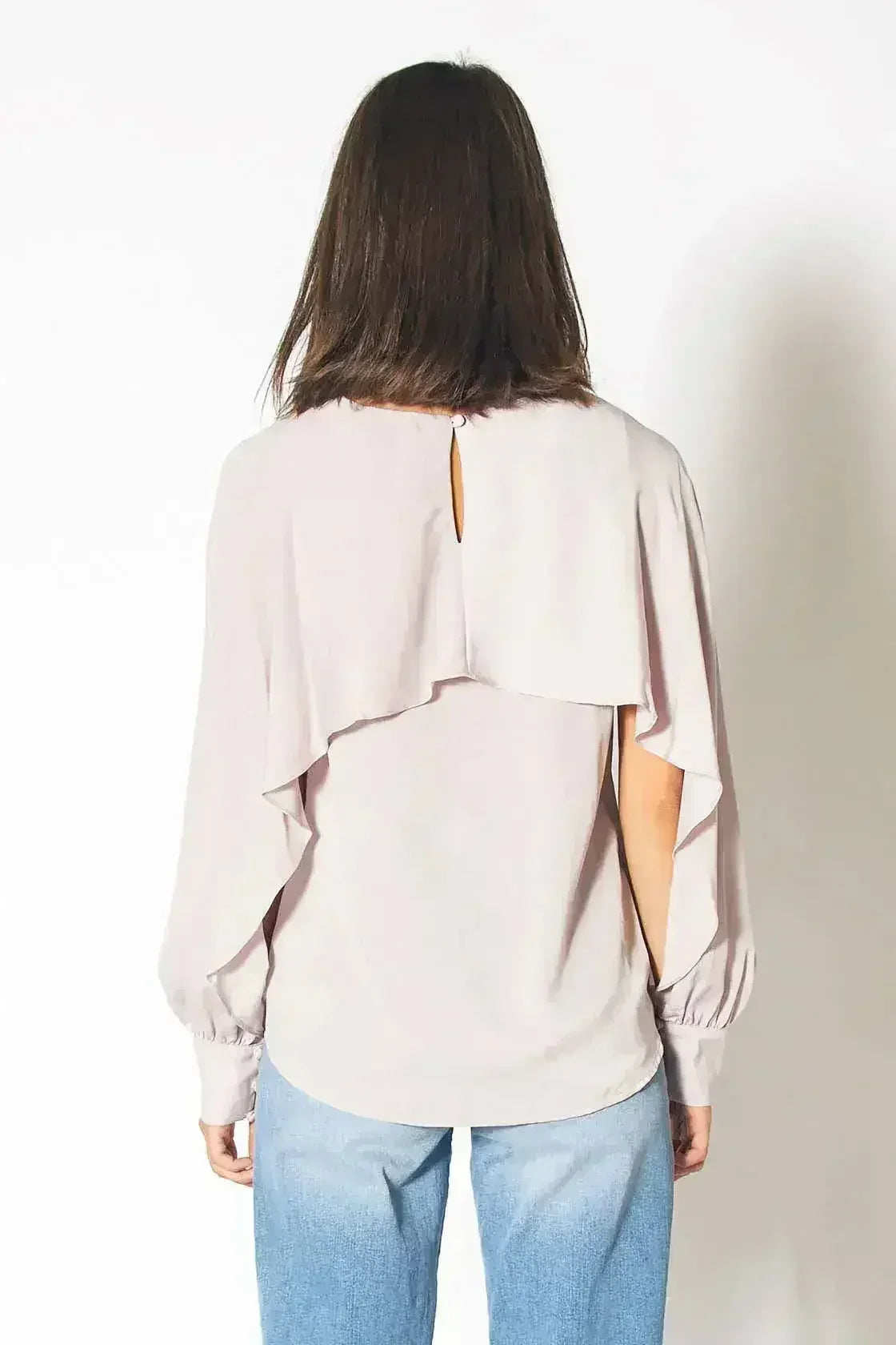 Long Open Sleeve Blouse in Pink Chiffon | Femstylo - SJB-DIAMOND ELITES
